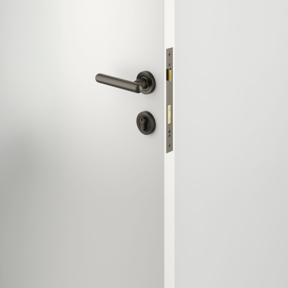 24001KENTR60KK - Puerto Lever - Round Rose Entrance Kit with Separate High Security Lock - Graphite PVD - Entrance
