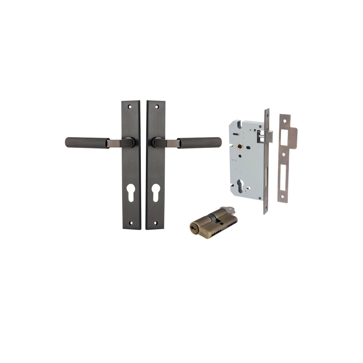 10752KENTR60KK - Brunswick Lever - Rectangular Backplate Entrance Kit with High Security Lock - Signature Brass - Entrance