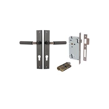 Brunswick Lever - Rectangular Backplate Entrance Kit with High Security Lock