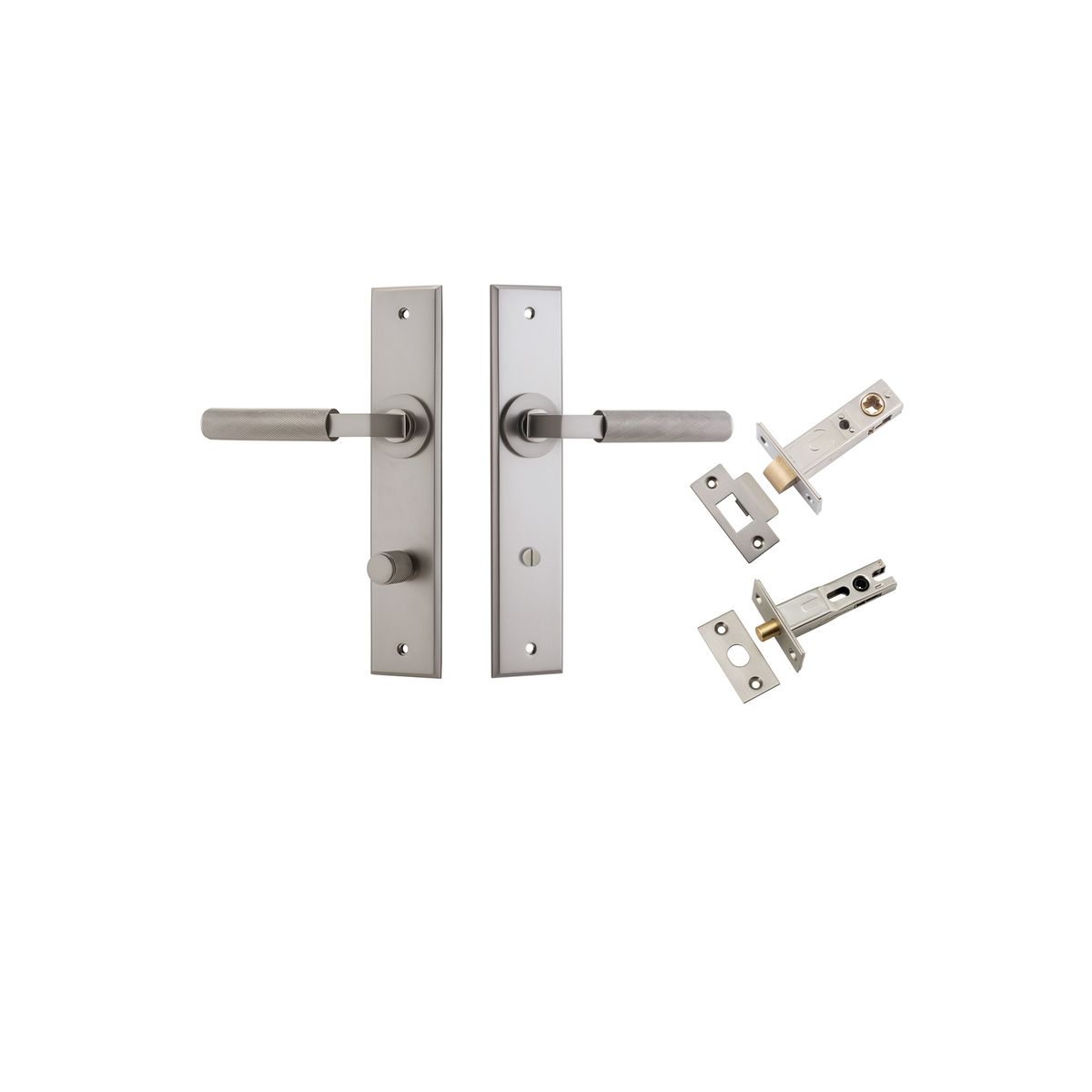 14796KPRIV60 - Brunswick Lever - Chamfered Backplate Privacy Kit - Satin Nickel - Privacy