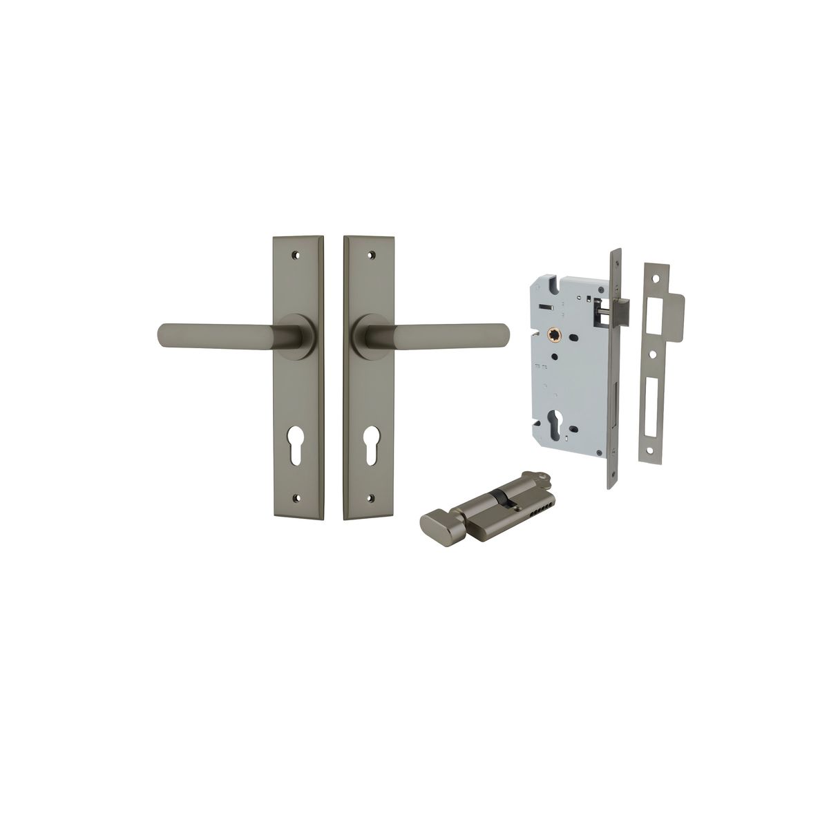 16768KENTR60KT - Osaka Lever - Chamfered Backplate Entrance Kit with High Security Lock - Graphite PVD - Entrance