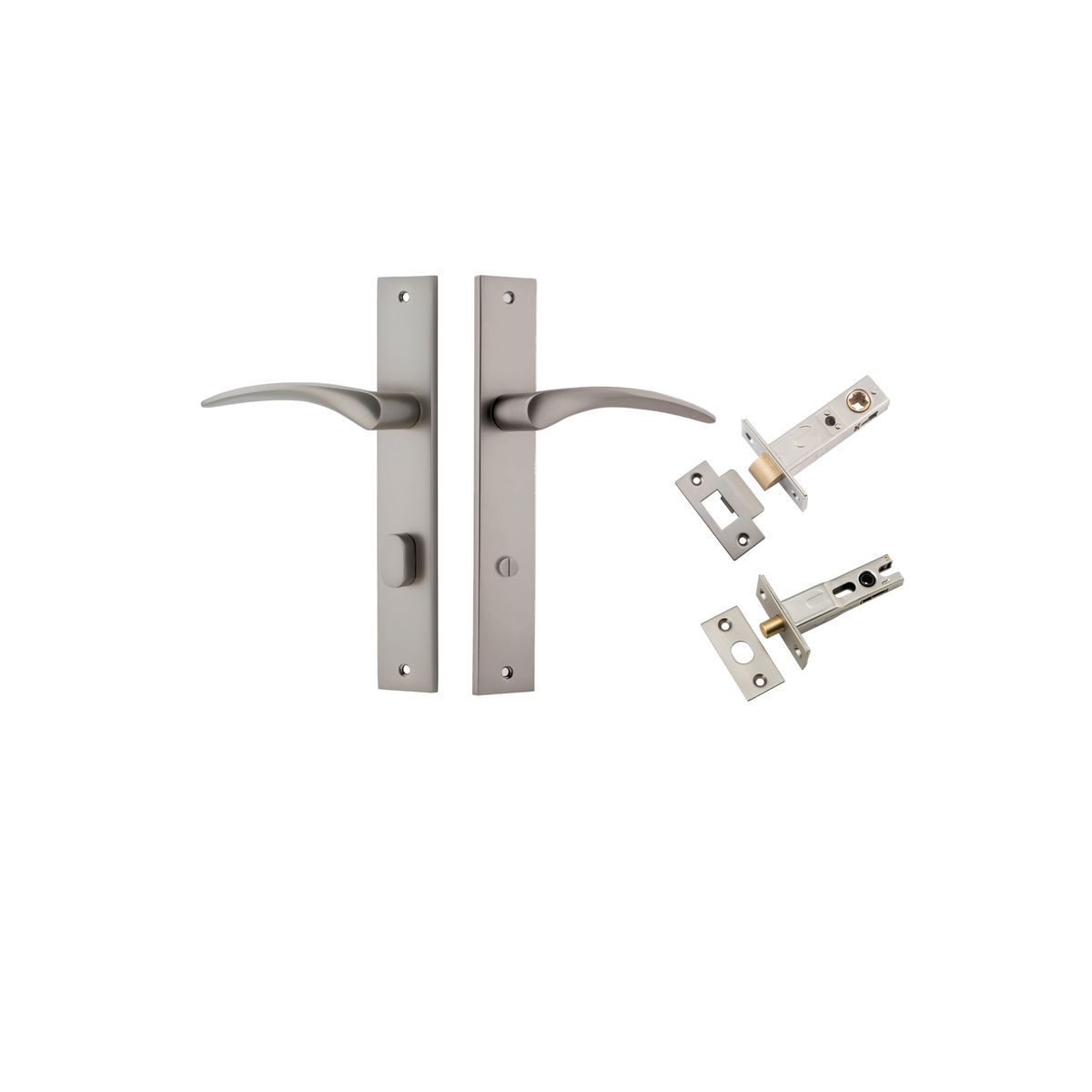 14704KPRIV60 - Oxford Lever - Rectangular Backplate Privacy Kit with Privacy Turn - Satin Nickel - Privacy
