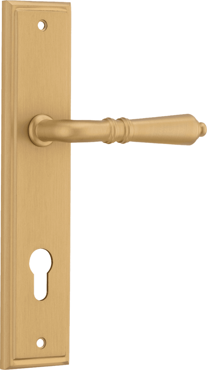15736E85 - Sarlat Lever - Stepped Backplate - Brushed Brass - Entrance
