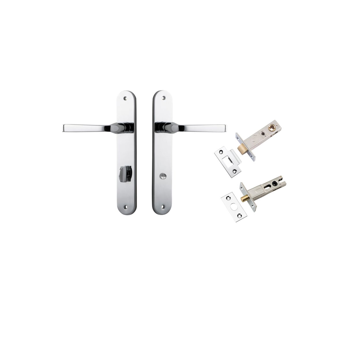11732KPRIV60 - Annecy Lever - Oval Backplate Privacy Kit with Privacy Turn - Polished Chrome - Privacy
