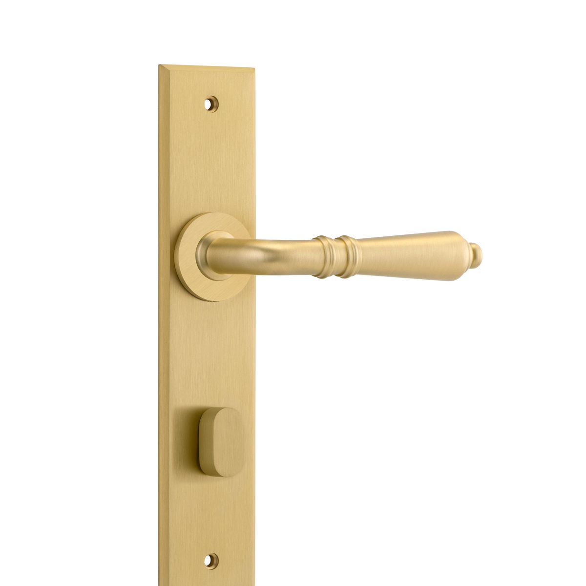 16214P85 - Sarlat Lever - Chamfered Backplate - Brushed Gold PVD - Privacy