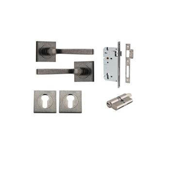 Annecy Lever - Square Rose Entrance Kit with Separate High Security Lock