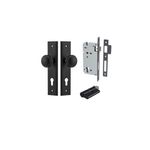 12838KENTR60KK - Paddington Knob - Stepped Backplate Entrance Kit with High Security Lock - Matt Black - Entrance