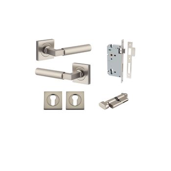 Berlin Lever - Square Rose Entrance Kit with High Security Lock