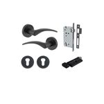9223KENTR60KT - Oxford Lever - Round Rose Entrance Kit with Separate High Security Lock - Matt Black - Entrance