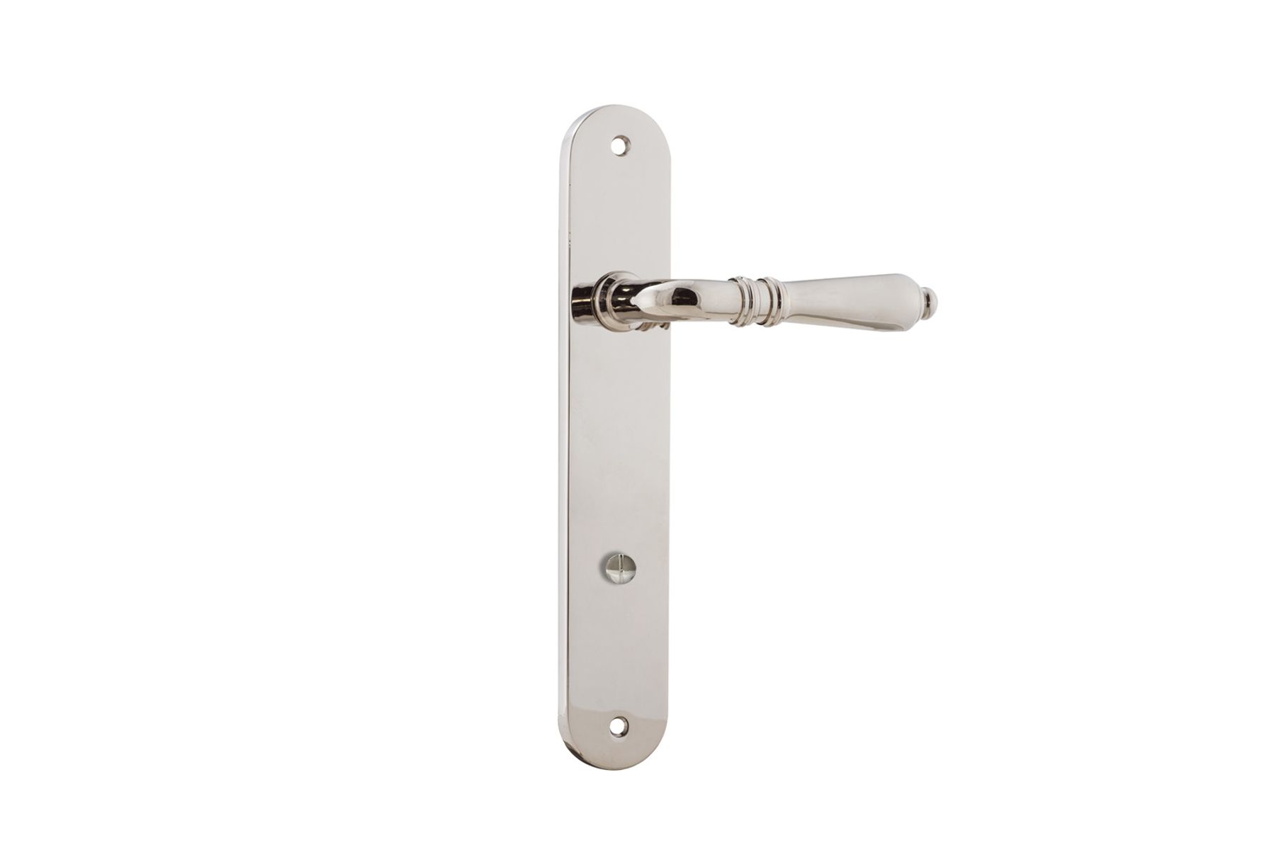 14224P85 - Sarlat Lever - Oval Backplate - Polished Nickel - Privacy