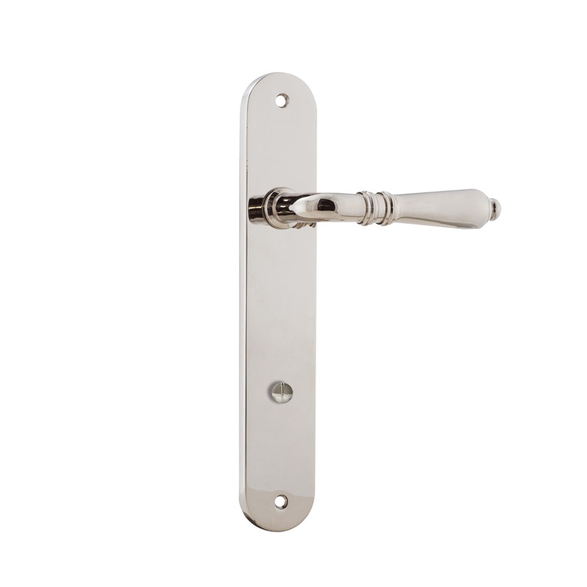 14224P85 - Sarlat Lever - Oval Backplate - Polished Nickel - Privacy