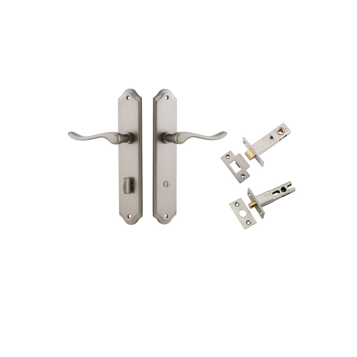 14922KPRIV60 - Stirling Lever - Shouldered Backplate Privacy Kit with Privacy Turn - Satin Nickel - Privacy