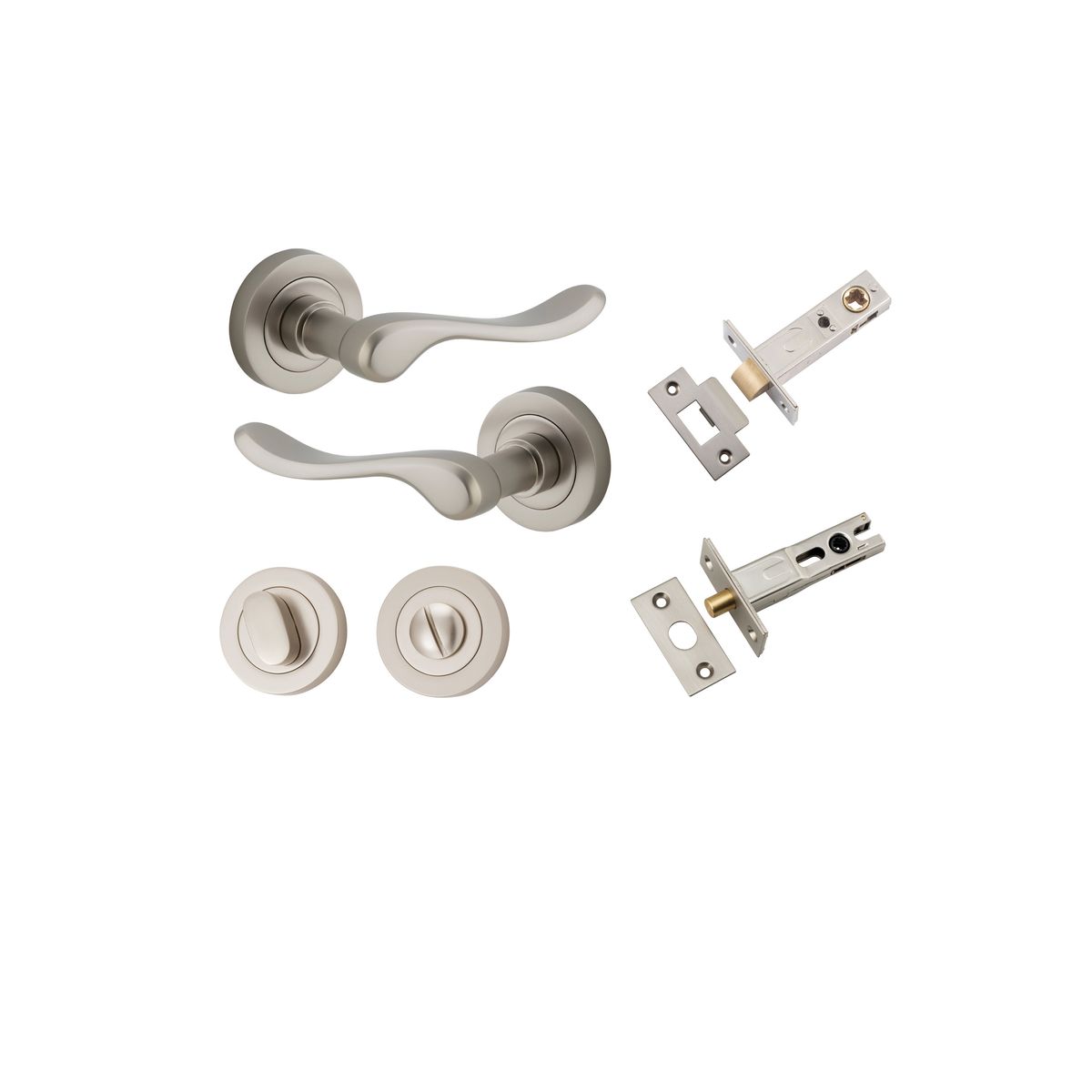 20799KPRIV60 - Stirling Lever - Round Rose Privacy Kit with Separate Privacy Turn - Satin Nickel - Privacy
