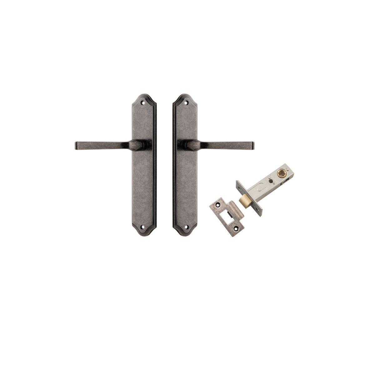 13720KPASS60 - Annecy Lever - Shouldered Backplate Passage Kit - Distressed Nickel - Passage