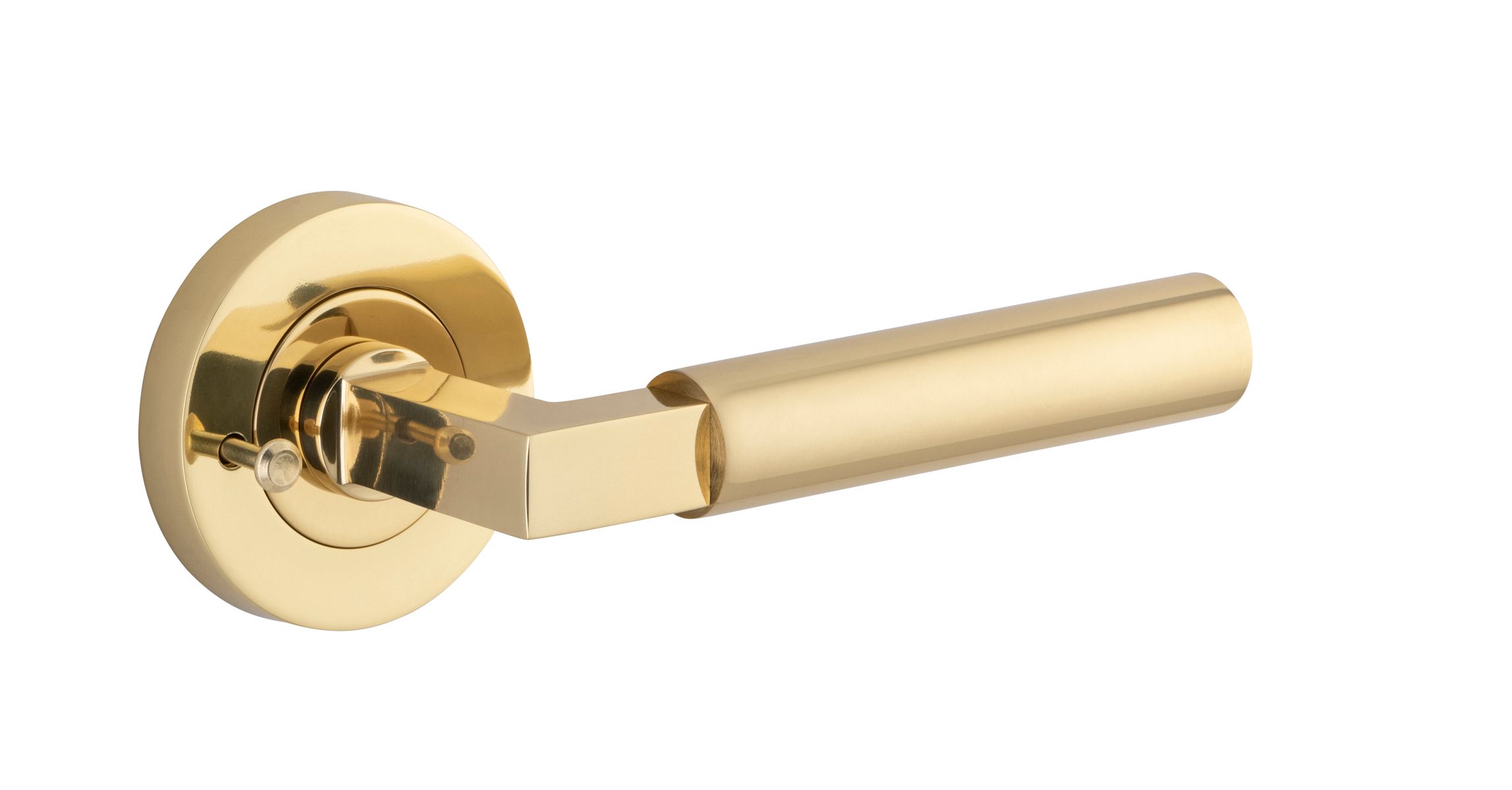 0340KIBPRIV60 - Berlin Lever - Round Rose Privacy Kit (Inbuilt Privacy) - Polished Brass - Privacy