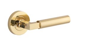 0340KIBPRIV60 - Berlin Lever - Round Rose Privacy Kit (Inbuilt Privacy) - Polished Brass - Privacy