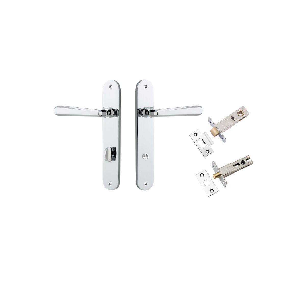 11876KPRIV60 - Copenhagen Lever - Oval Backplate Privacy Kit with Privacy Turn - Polished Chrome - Privacy