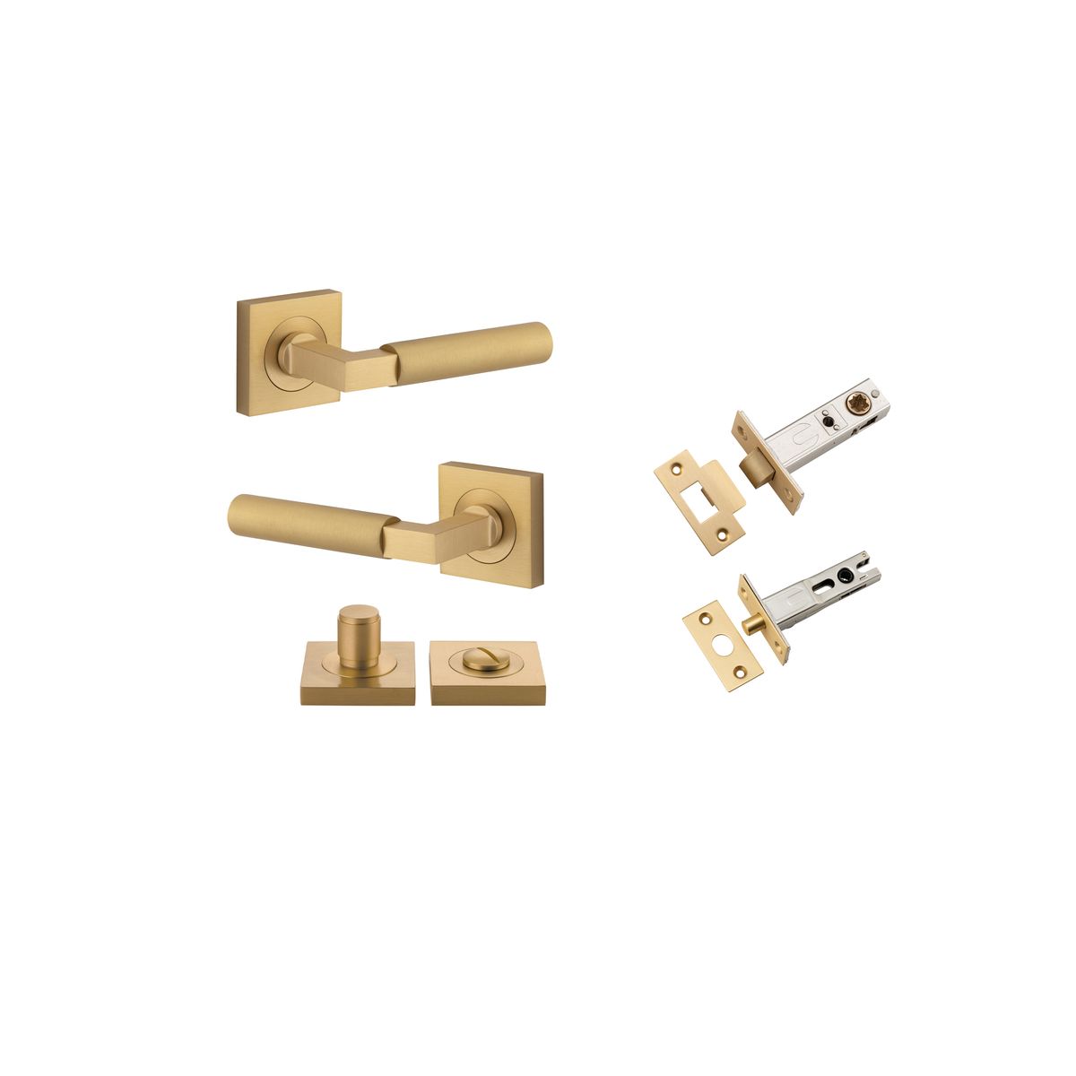 0464KPRIV60 - Berlin Lever - Square Rose Privacy Kit - Brushed Brass - Privacy
