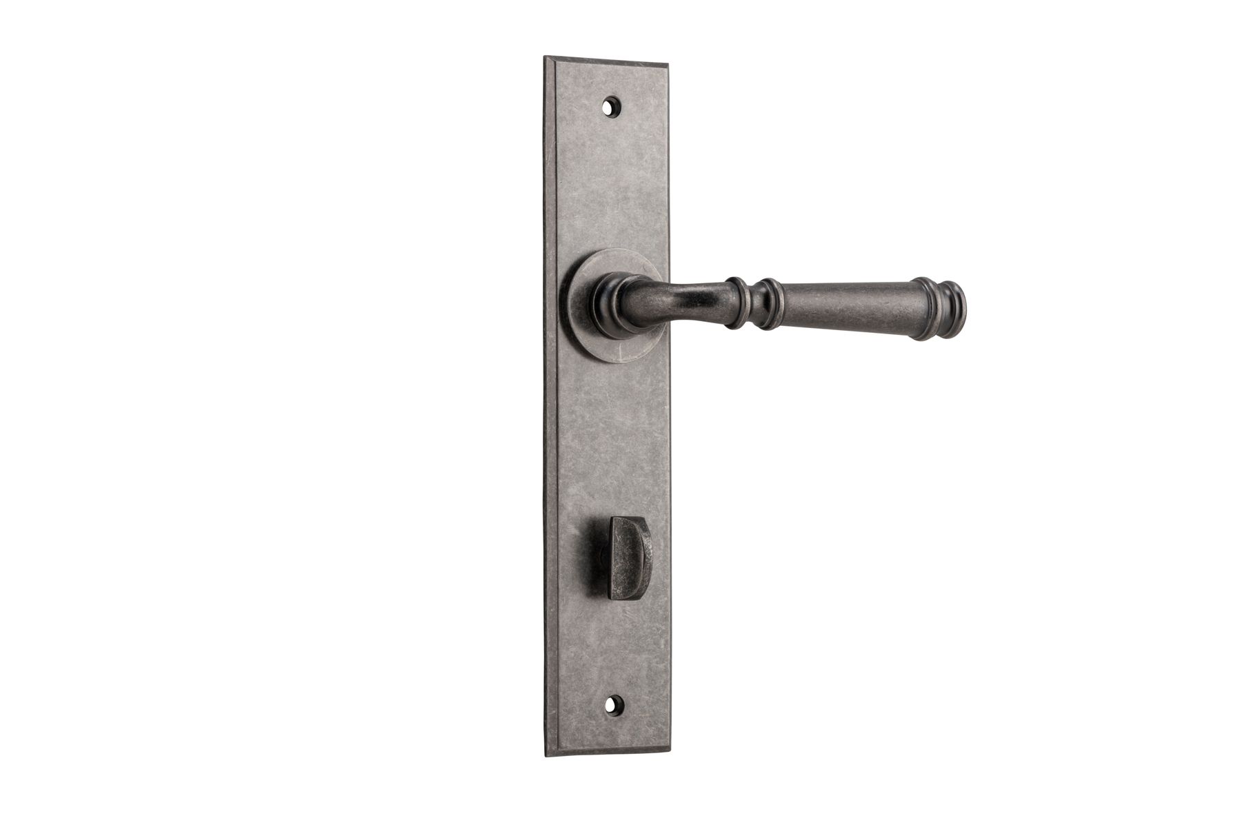 13786P85 - Verona Lever - Chamfered Backplate - Distressed Nickel - Privacy
