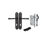 12718KENTR60KT - Verona Lever - Shouldered Backplate Entrance Kit with High Security Lock - Matt Black - Entrance