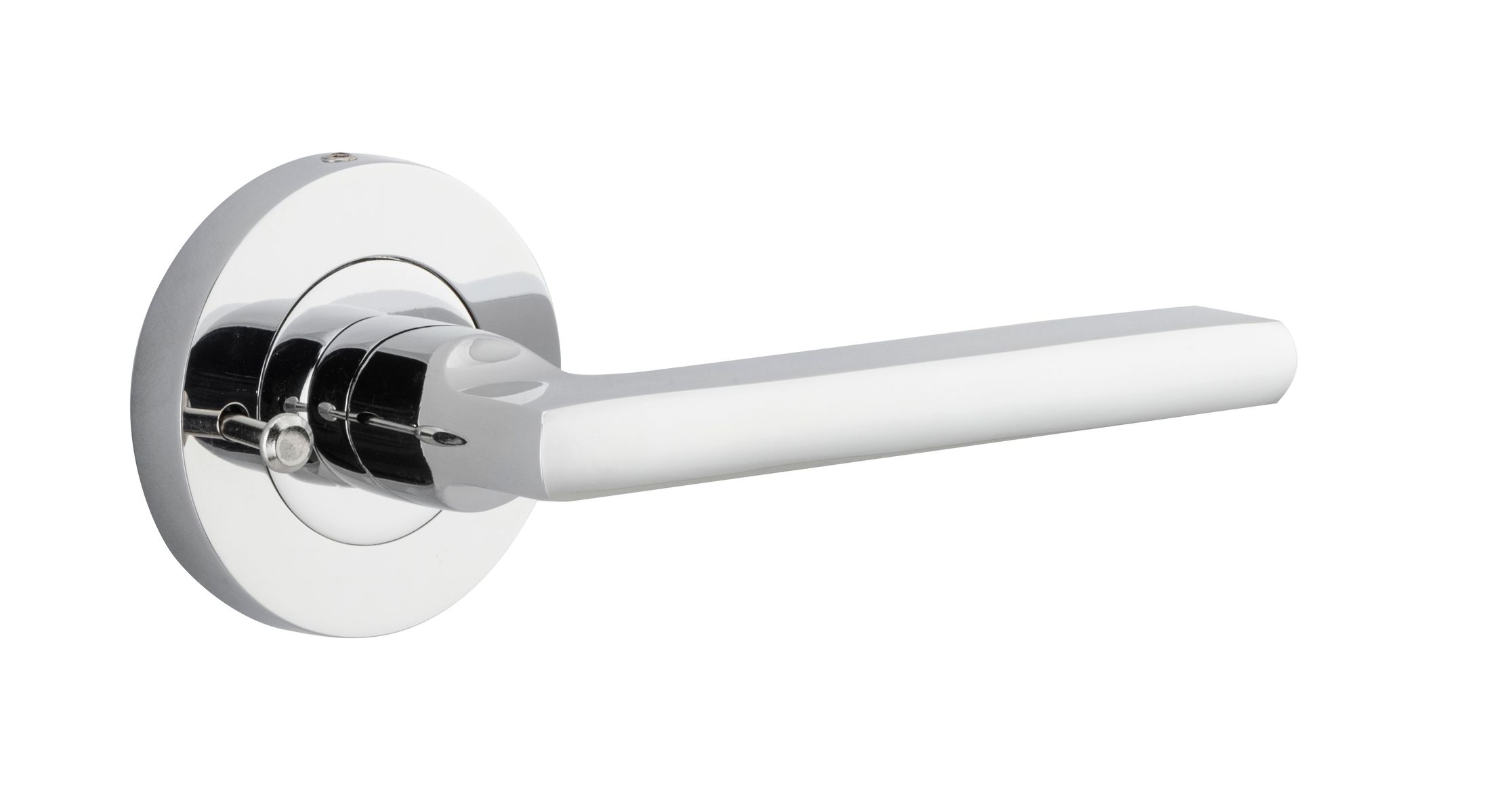 9214KIBPRIV60 - Baltimore Lever - Round Rose (Inbuilt Privacy) - Polished Chrome - Privacy