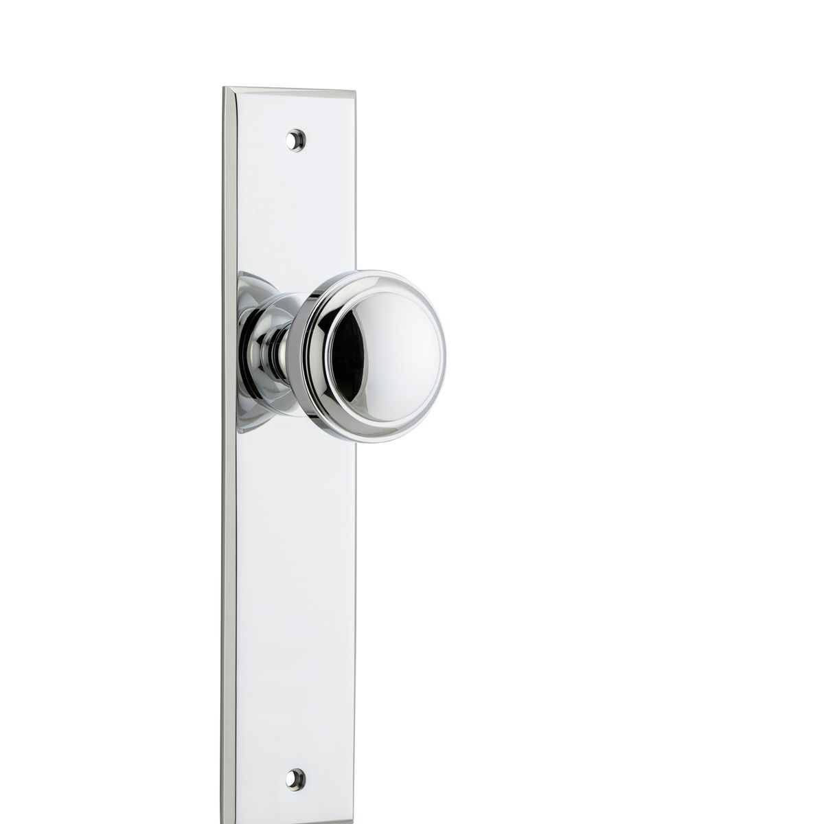 11831 - Paddington Knob - Chamfered Backplate - Polished Chrome - Passage