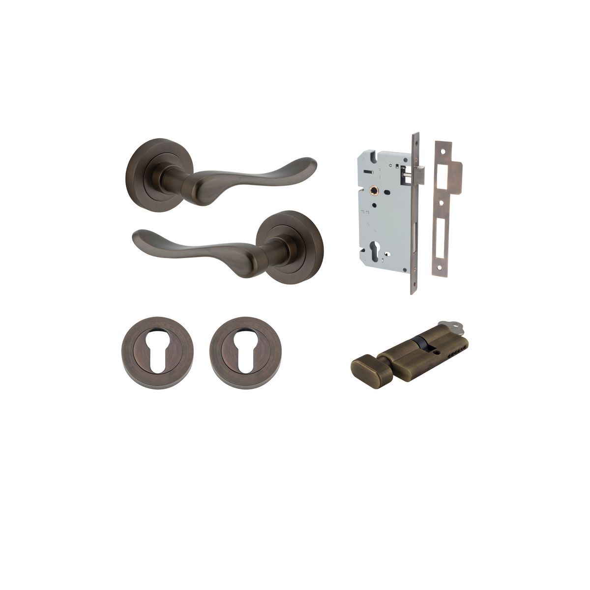 20791KENTR60KT - Stirling Lever - Round Rose Entrance Kit with Separate High Security Lock - Signature Brass - Entrance