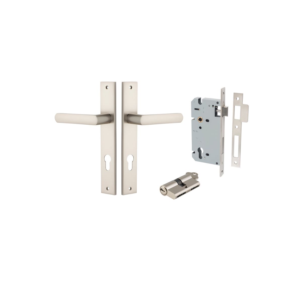 14860KENTR60KK - Osaka Lever - Rectangular Backplate Entrance Kit with High Security Lock - Satin Nickel - Entrance