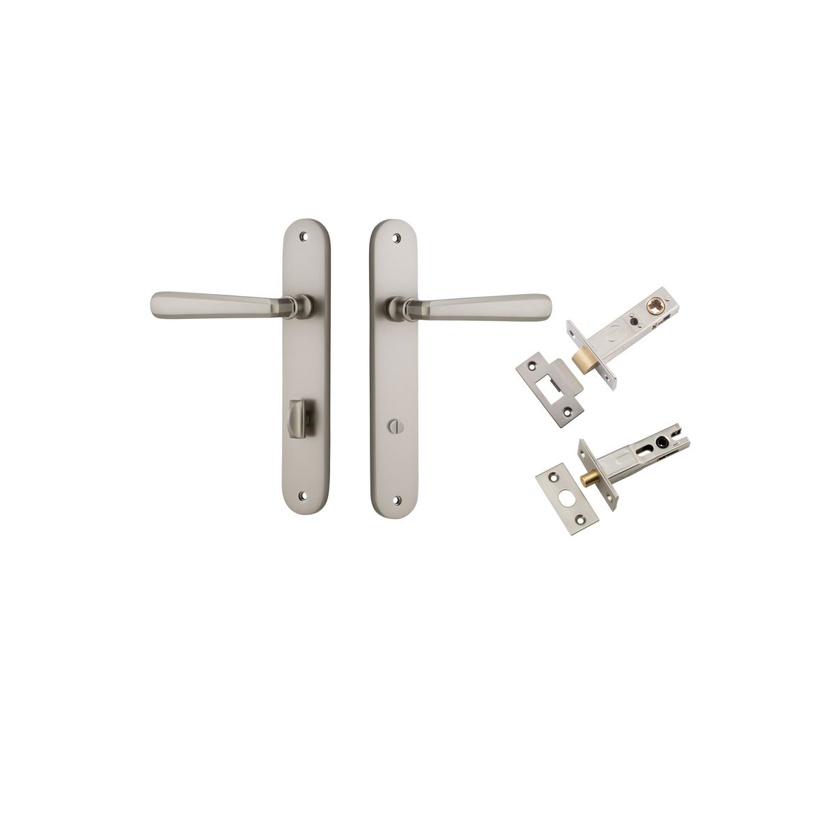 14876KPRIV60 - Copenhagen Lever - Oval Backplate Privacy Kit with Privacy Turn - Satin Nickel - Privacy
