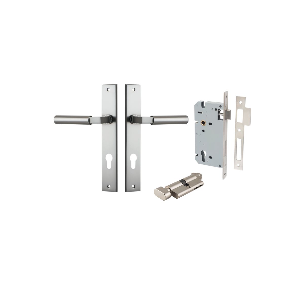 14750KENTR60KT - Berlin Lever - Rectangular Backplate Entrance Kit with High Security Lock - Satin Nickel - Entrance