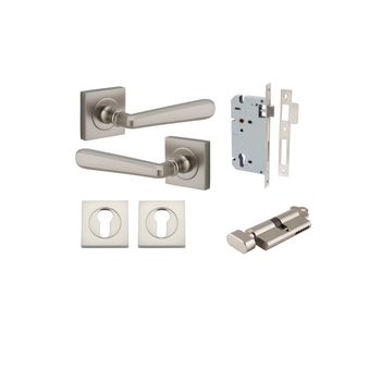 Copenhagen Lever - Square Rose Entrance Kit with Separate High Security Lock