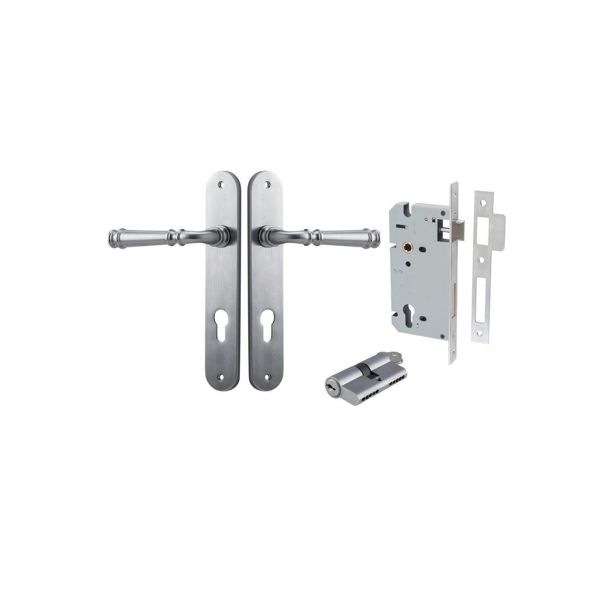 12230KENTR60KK - Verona Lever - Oval Backplate Entrance Kit with High Security Lock - Brushed Chrome - Entrance