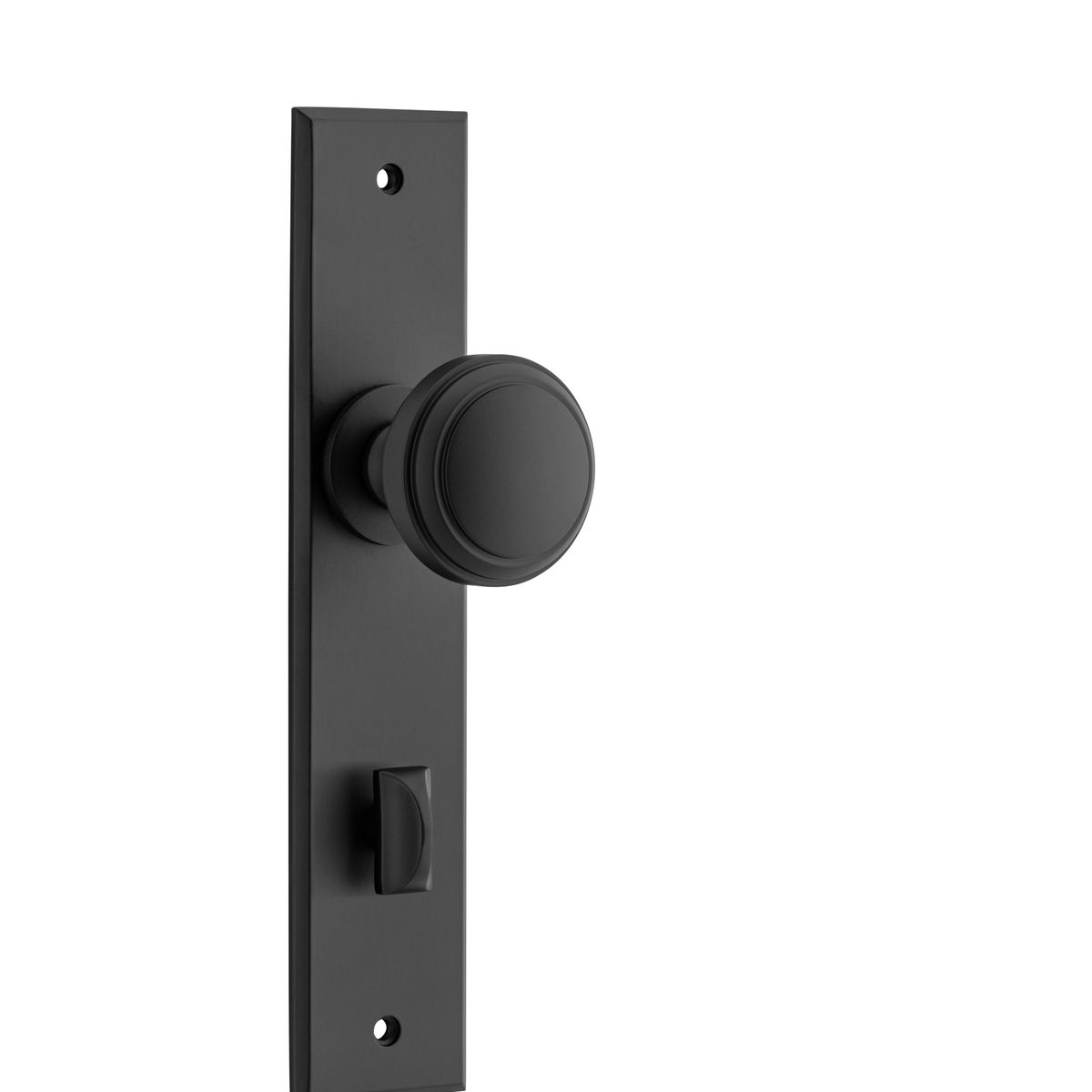 12831P85 - Paddington Knob - Chamfered Backplate - Matt Black - Privacy