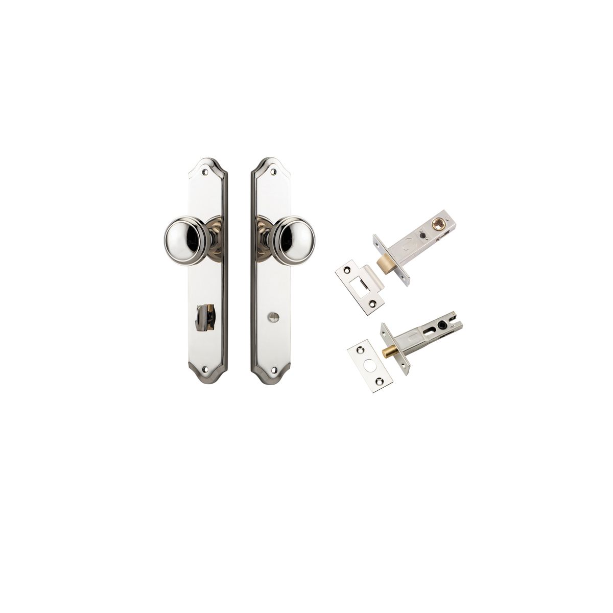 14326KPRIV60 - Paddington Knob - Shouldered Backplate Privacy Kit with Privacy Turn - Polished Nickel - Privacy