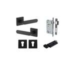 0403KENTR60KT - Bronte Lever - Square Rose Entrance Kit with High Security Lock - Matt Black - Entrance
