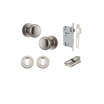 Cambridge Knob - Round Rose Entrance Kit with Separate High Security Lock