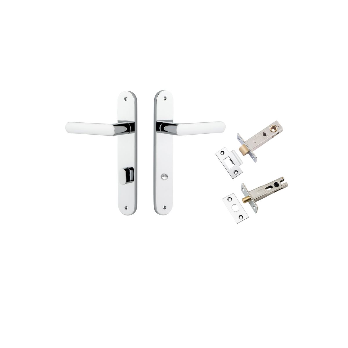 11864KPRIV60 - Osaka Lever - Oval Backplate Privacy Kit with Privacy Turn - Polished Chrome - Privacy