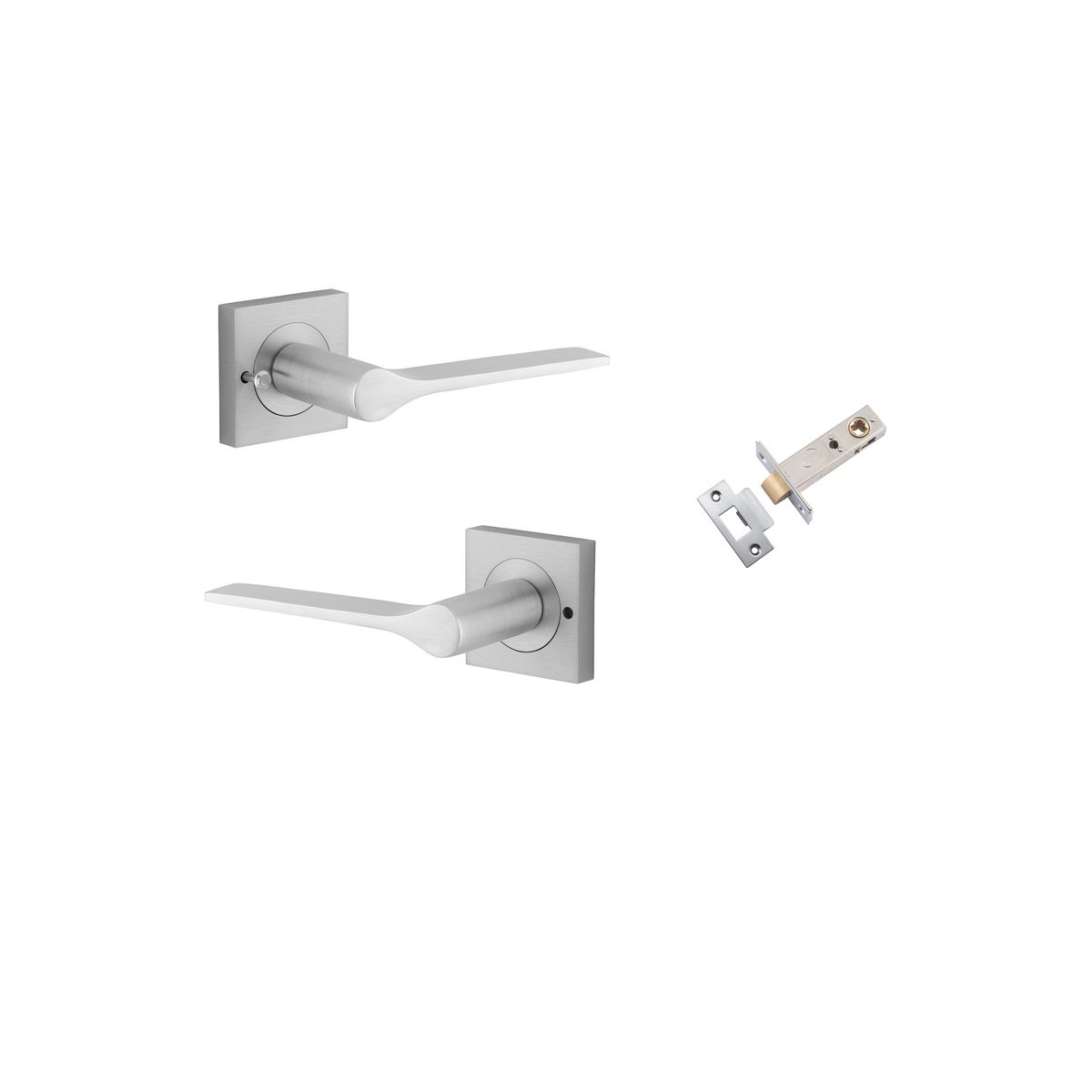 0435KIBPRIV60 - Como Lever - Square Rose Privacy Kit (Inbuilt Privacy) - Brushed Chrome - Privacy