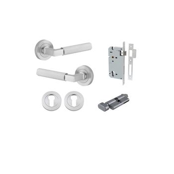 Brunswick Lever - Round Rose Entrance Kit with High Security Lock