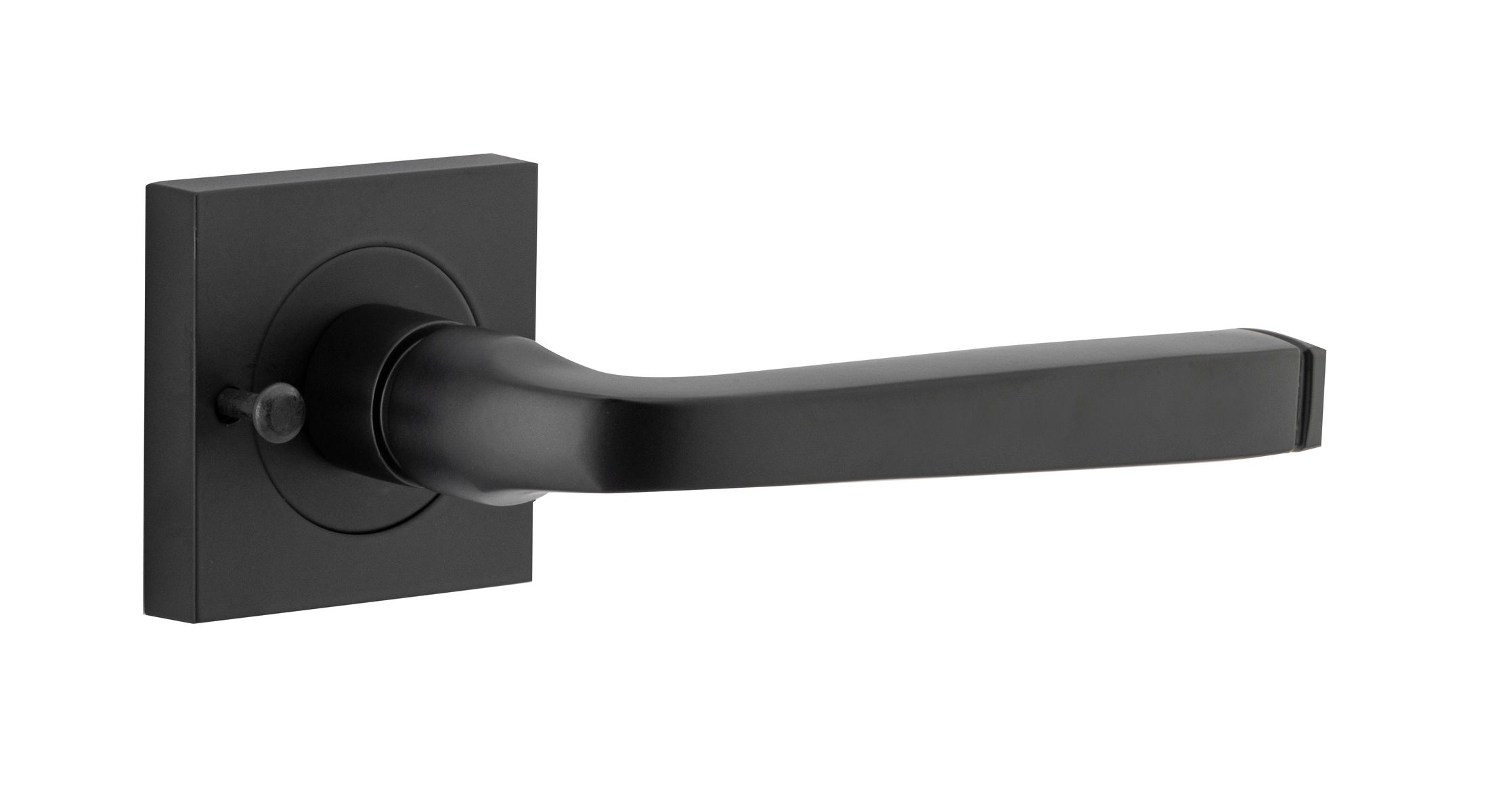 0393KIBPRIV60 - Annecy Lever - Square Rose (Inbuilt Privacy) - Matt Black - Privacy