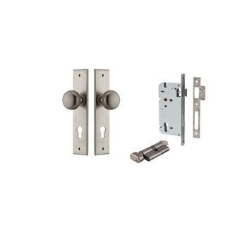 Cambridge Knob - Chamfered Backplate Entrance Kit with High Security Lock