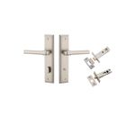 14902KPRIV60 - Helsinki Lever - Stepped Backplate Privacy Kit with Privacy Turn - Satin Nickel - Privacy