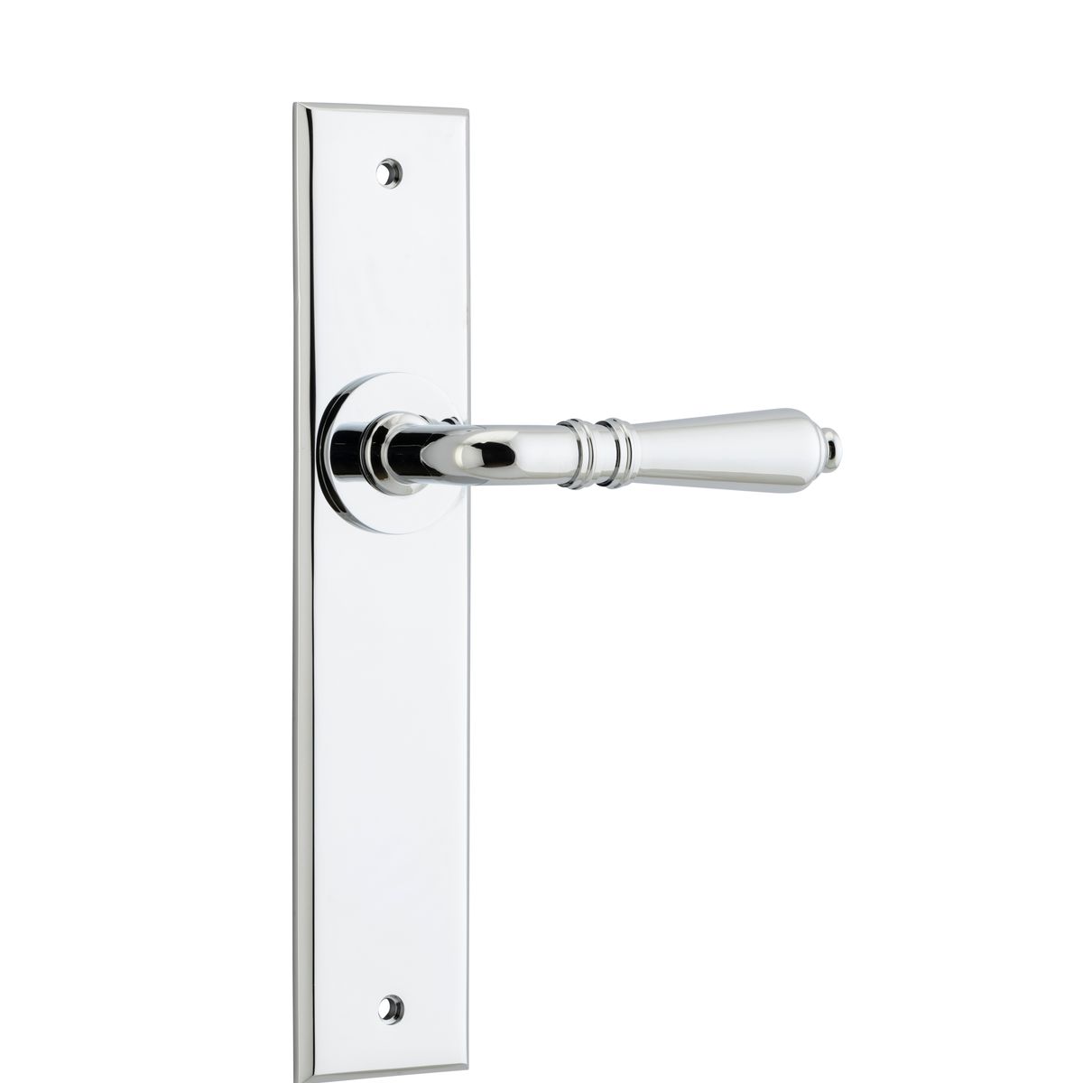 11780 - Sarlat Lever - Chamfered Backplate - Polished Chrome - Passage