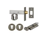 17298K60KTER - Euro Mortice Deadbolt Kit - 60mm Backset with Round Euro Escutcheon Key/Thumb - Graphite PVD