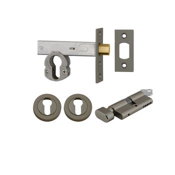 Euro Mortice Deadbolt Kit - 60mm Backset with Round Euro Escutcheon Key/Thumb