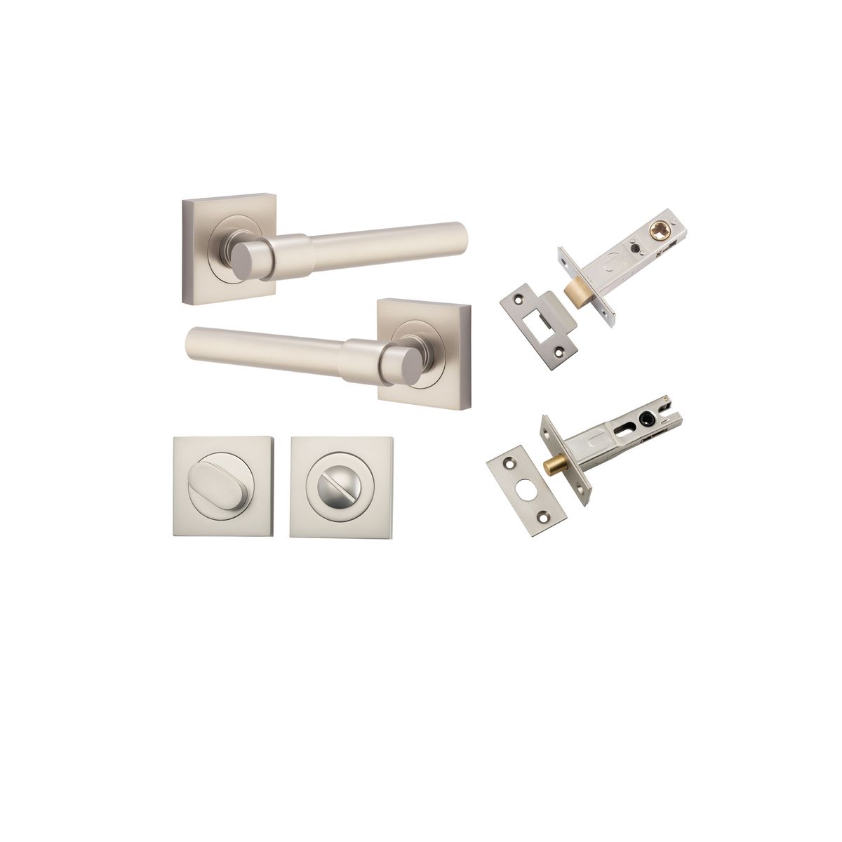 21209KPRIV60 - Helsinki Lever - Square Rose Privacy Kit with Separate Privacy Turn - Satin Nickel - Privacy