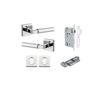 Berlin Lever - Square Rose Entrance Kit with High Security Lock