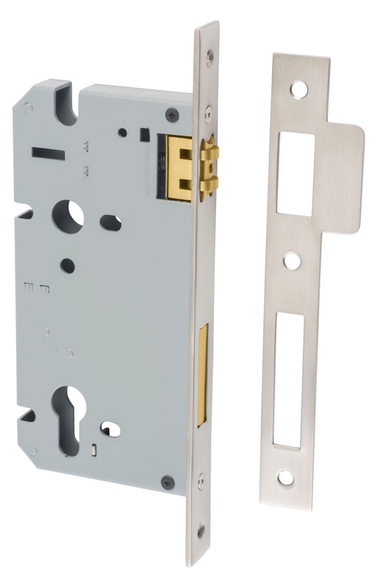 6103 - 85mm Euro Roller Mortice Lock - 60mm Backset - Satin Nickel