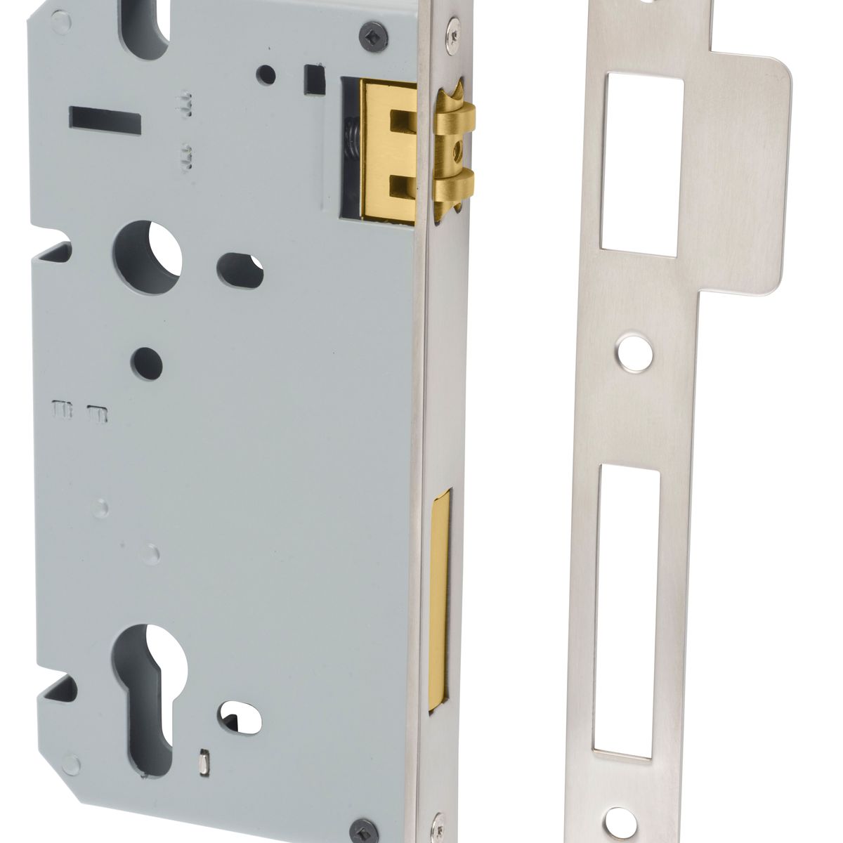 6103 - 85mm Euro Roller Mortice Lock - 60mm Backset - Satin Nickel