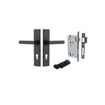 12868KENTR60KT - Osaka Lever - Chamfered Backplate Entrance Kit with High Security Lock - Matt Black - Entrance